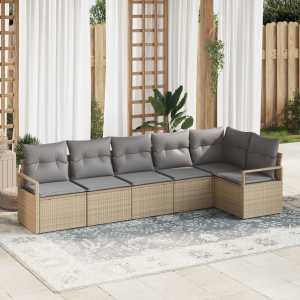 vidaXL Bankstel 6 pcs Beige poly rattan