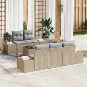 vidaXL Tuin Sofa Set met kussen Beige poly rattan
