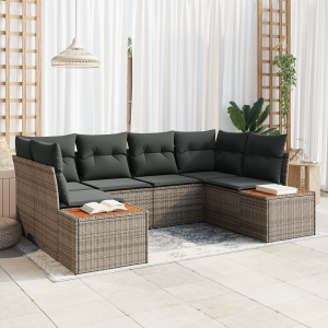 vidaXL Tuin Sofa Set met kussen 6 pcs Grijs poly rattan