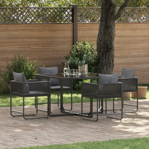vidaXL 6-delige tuinset met kussens van staal en poly rattan