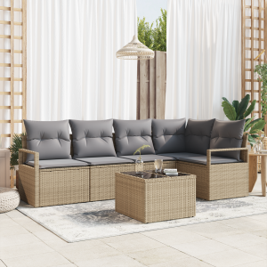 vidaXL Bankstel 6 pcs Beige poly rattan