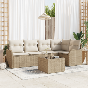 vidaXL 6-delige tuinsofa set met kussens bruin poly rattan