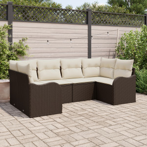 vidaXL Tuin Sofa Set met kussen 6 pcs Bruin Poly riet