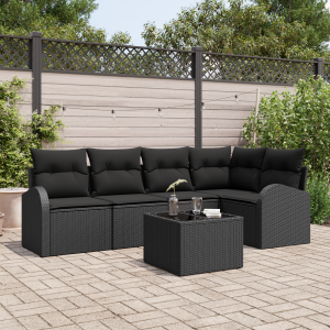 vidaXL Bankstel met kussen Zwart Polyester