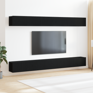 vidaXL 6-delige Tv-meubelset bewerkt hout zwart eikenkleurig