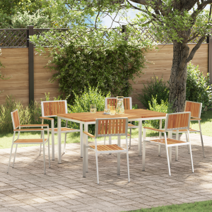 vidaXL Buiten eettafelset 7 pcs Bruin Massief Acaciahout