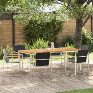 vidaXL 7-delige Eettafelset voor in de Tuin van Massief Teakhout