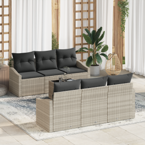 vidaXL Bankstel 7 pcs Licht Grijs en Donker Grijs poly rattan