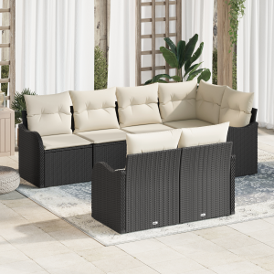 vidaXL 7-delige ligbedset met kussens zwart poly rattan