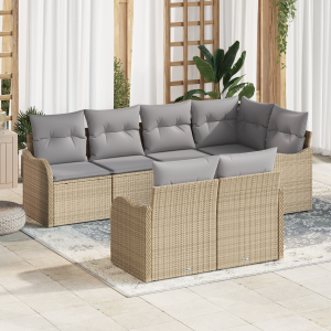 vidaXL Tuin Sofa Set Beige poly rattan