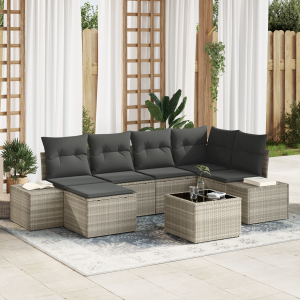 vidaXL Tuin Sofa Set met kussen 6 pcs Lichtgrijs poly rattan