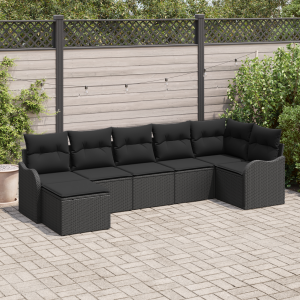 vidaXL Tuin Sofa Set 7 pcs Zwart poly rattan
