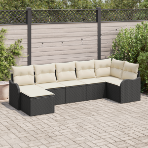 vidaXL Tuin Sofa Set Zwart poly rattan