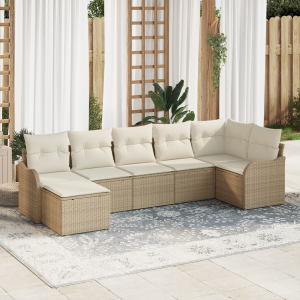 vidaXL Tuin Sofa Set 7 pcs Beige poly rattan