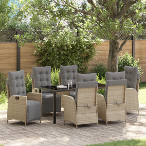 vidaXL 7-delige tuinset Beige Poly Rattan