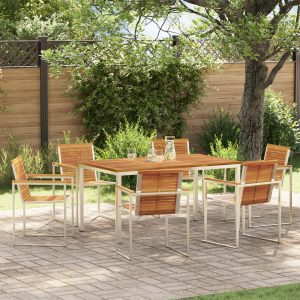 vidaXL Tuin eettafelset 7 pcs Bruin Massief Acaciahout