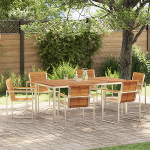 vidaXL Tuin eettafelset 7 pcs Bruin Massief Acaciahout
