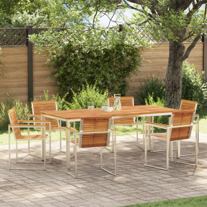 vidaXL Tuin eettafelset 7 pcs Bruin Massief Acaciahout