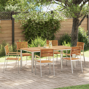 vidaXL Tuin eettafelset 7 pcs Bruin Massief Acaciahout