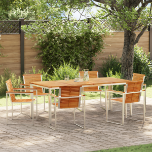 vidaXL Tuin eettafelset 7 pcs Bruin Massief Teakhout