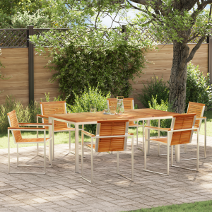 vidaXL Tuin eettafelset 7 pcs Bruin Massief Teakhout