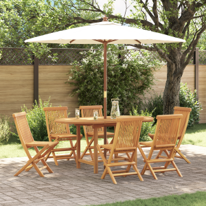 vidaXL Tuin eettafelset 7 pcs Bruin Massief Teakhout