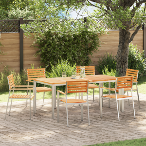 vidaXL Tuin eettafelset 7 pcs Bruin Massief Teakhout