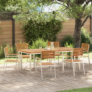 vidaXL Tuin eettafelset 7 pcs Bruin Massief Teakhout