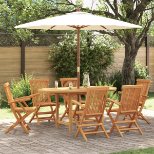 vidaXL Tuin eettafelset 7 pcs Bruin Massief Teakhout