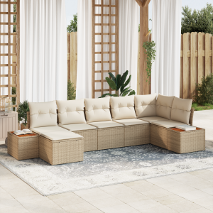 vidaXL Tuin Sofa Set met kussen 7 pcs Beige poly rattan