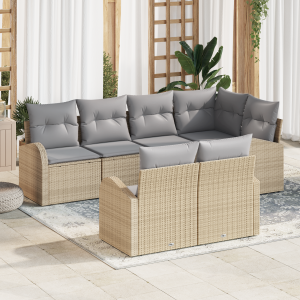 vidaXL Tuin Sofa Set Beige poly rattan