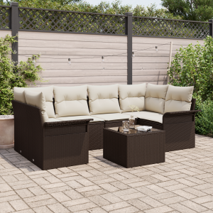 vidaXL Tuin Sofa Set met kussen 7 pcs Bruin poly rattan