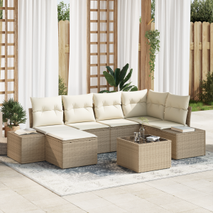 vidaXL Tuin Sofa Set met kussen 6 pcs Beige en Crème poly rattan