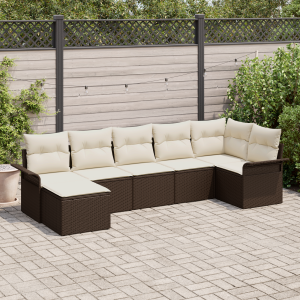 vidaXL Tuin Sofa Set met kussen 7 pcs Bruin poly rattan