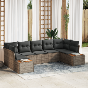 vidaXL Tuin Sofa Set met kussen 7 pcs Grijs poly rattan