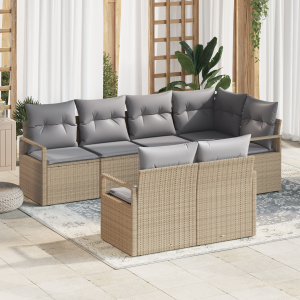 vidaXL Bankstel 7 pcs Beige poly rattan
