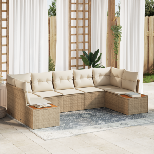 vidaXL Tuin Sofa Set met kussen 7 pcs Beige poly rattan