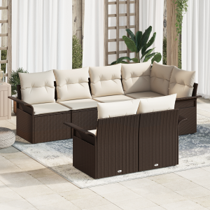 vidaXL Tuin Sofa Set met kussen 7 pcs Bruin poly rattan