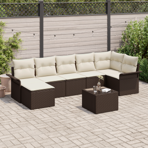 vidaXL Tuin Sofa Set met kussen 8 pcs Bruin Poly riet