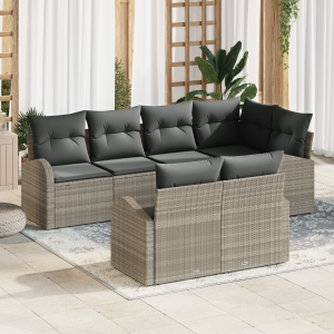 vidaXL Tuin Sofa Set Lichtgrijs poly rattan