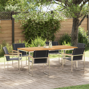 vidaXL Tuin eettafelset 7 pcs Bruin Massief Acaciahout