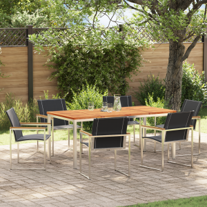 vidaXL Tuin eettafelset 7 pcs Bruin Massief Acaciahout
