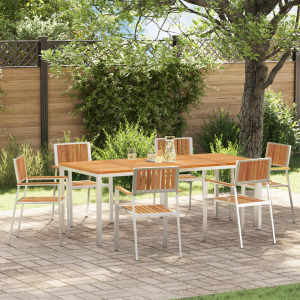 vidaXL Buiten eettafelset 7 pcs Bruin Massief Acaciahout