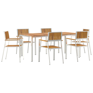 vidaXL Buiten eettafelset 7 pcs Bruin Massief Acaciahout