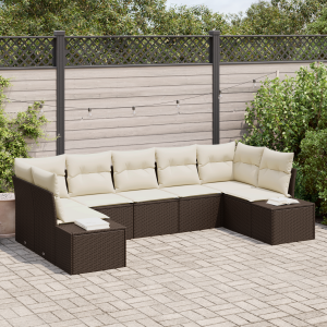 vidaXL 7-delige tuinsofa set met kussens - Bruin Poly Rattan