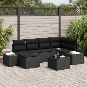 vidaXL Tuin Sofa Set met kussen met opslag 6 pcs Zwart poly rattan