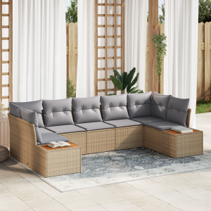 vidaXL Tuin Sofa Set met kussen 7 pcs Beige poly rattan