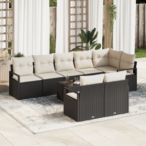 vidaXL 8-delige ligbedset met kussens bruin poly rattan
