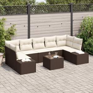 vidaXL 8-delige lounge set met kussens bruin poly rattan