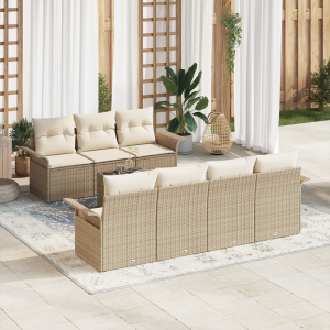 vidaXL 8-delige Tuinbank Set met Kussens Beige Poly Rattan